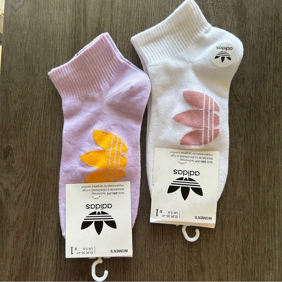 adidas Accessories - 2 Pairs: Adidas Dri-Fit Ankle Socks - Purple and White